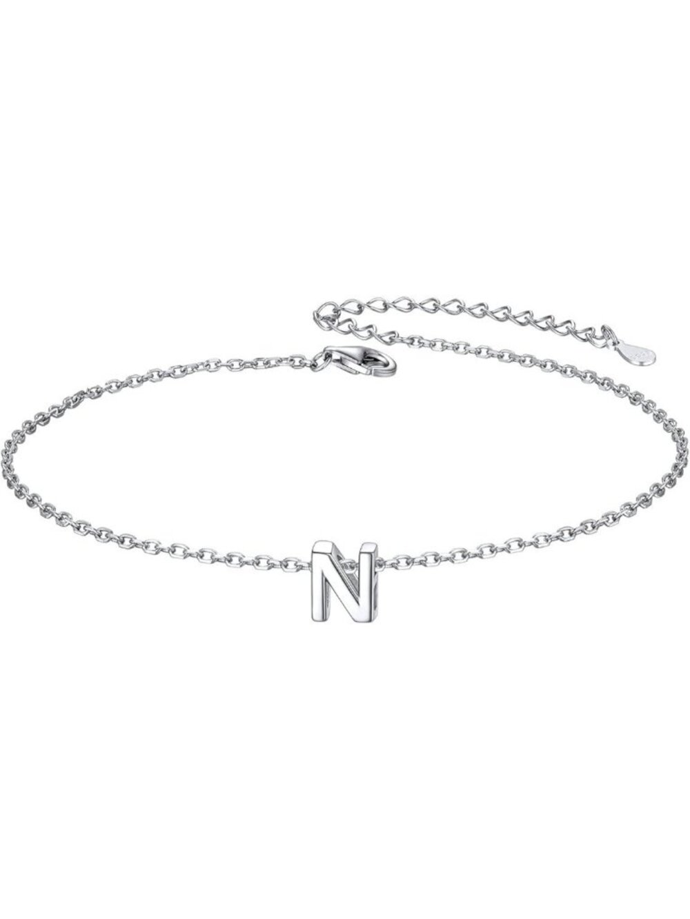 Letter N Initial Bracelet 925 Sterling Silver Letter Bracelet Dainty